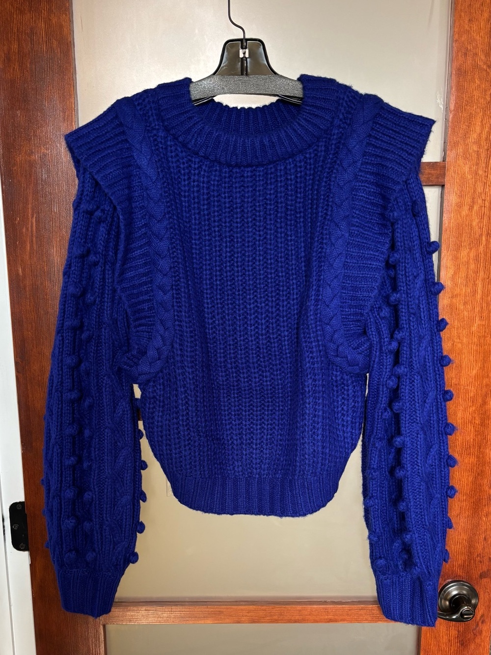 FARM Rio Royal Blue Chunky Cable Knit Sweater - Picture 3 of 4